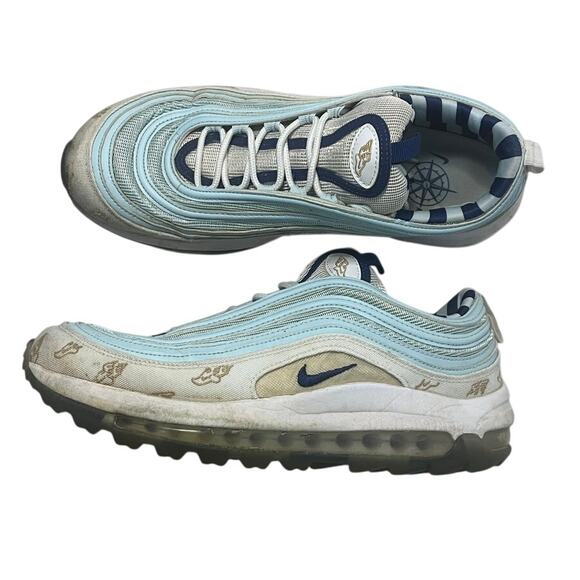 Nike Air Max 97 Golf NRG Wing It Unique Baby Blue Navy Blue & White Men's sz 9.5 - Picture 1 of 10